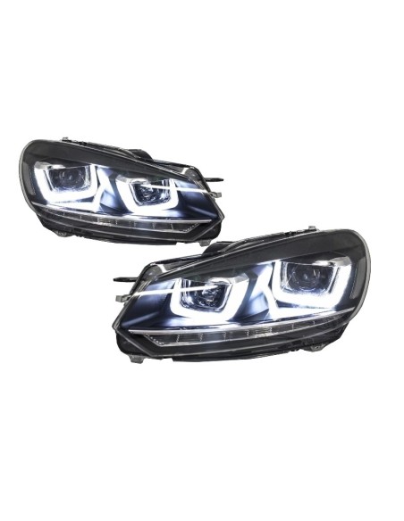 Fari cromati e fanali posteriori Cherry Red Full LED per VW Golf 6 VI (08-13) R U Design Luce di svolta sequenziale LHD