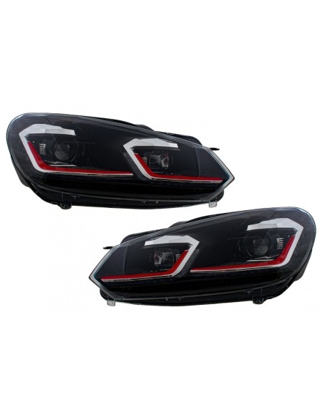 Fari a LED per VW Golf 6 VI (08-13) w/ Facelift G7.5 GTI Look Red Flowing Luci di svolta sequenziali LHD