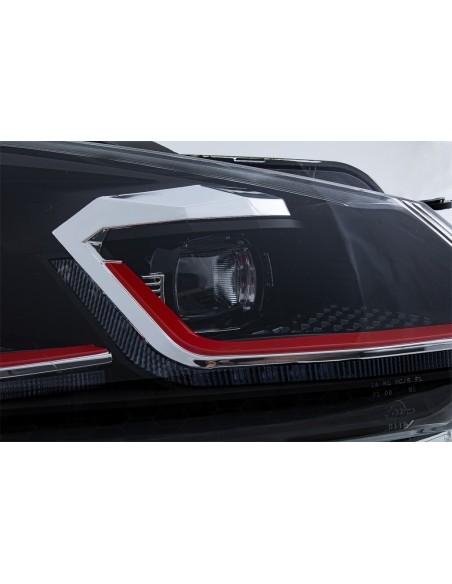 Fari a LED per VW Golf 6 VI (08-13) w/ Facelift G7.5 GTI Look Red Flowing Luci di svolta sequenziali LHD