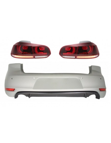 Paraurti posteriore per VW Golf 6 VI (08-12) w/ Fanali posteriori FULL LED Cherry Red