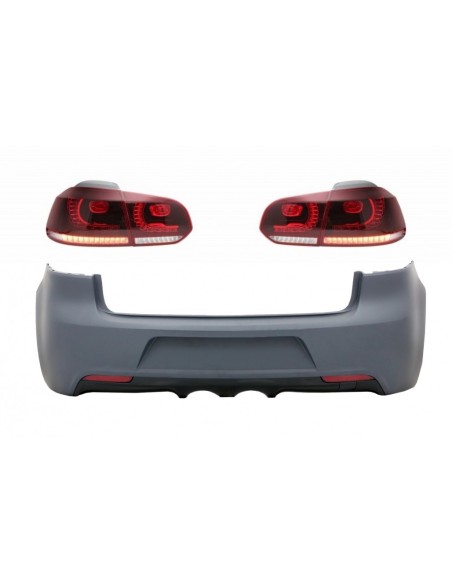 Paraurti posteriore w/ fanali posteriori LED completo per VW Golf VI (08-13) R Design Cherry Red