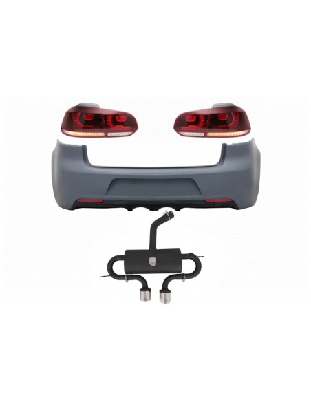 Paraurti posteriore w/ sistema di scarico e fanali posteriori LED completo per VW Golf VI (08-13) R Design Cherry Red