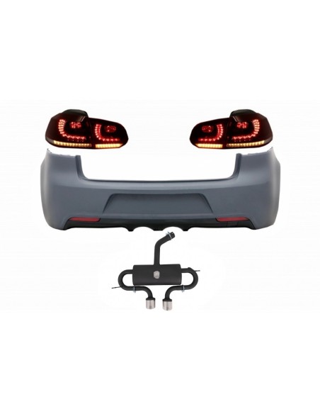Paraurti posteriore w/ sistema di scarico e fanali posteriori a LED completo per VW Golf VI (08-13)