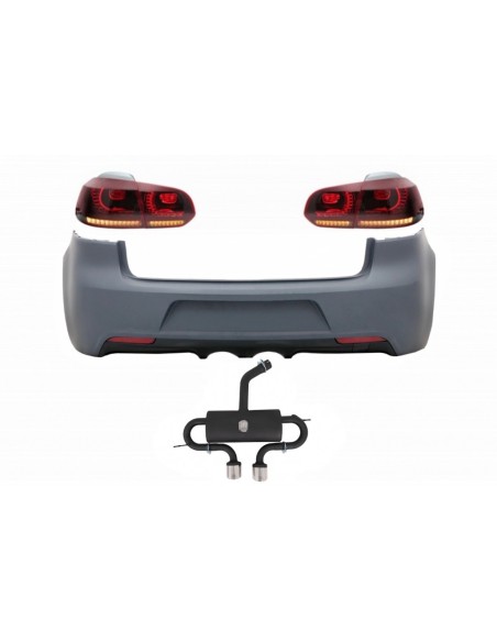 Paraurti posteriore w/ sistema di scarico e fanali posteriori a LED completo per VW Golf 6 VI (08-13) R Design Red Cherry