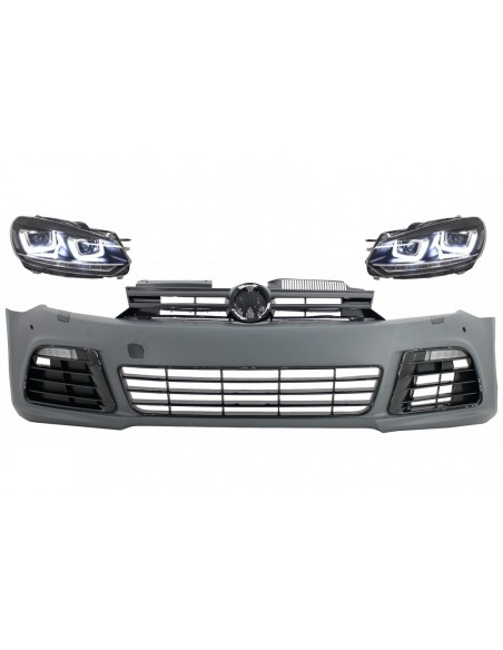 Paraurti anteriore w/ fari LED che scorre luce di svolta Chrome per VW Golf VI 6 MK6 (08-13) R Design RHD