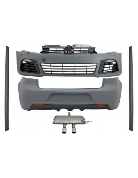 Kit per VW Golf VI 6 MK6 (08-13) R Design w/ laterali gonne e sistema di scarico completo Catback silenziatore