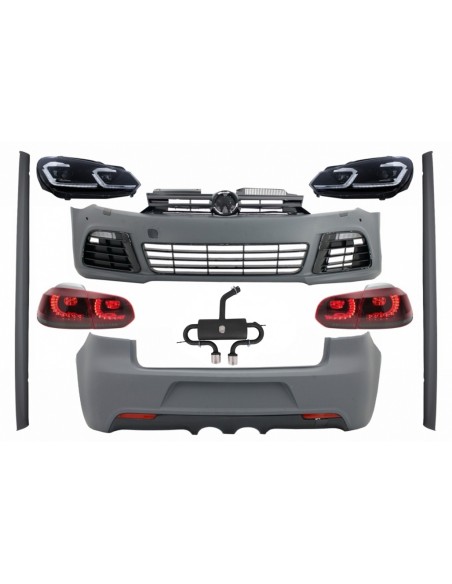 Kit completo per VW Golf VI 6 MK6 (08-13) R Design Sistema di scarico Catback