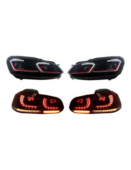 Fari a LED e fanali posteriori per VW Golf 6 VI (08-13) w/ Facelift G7.5 GTI Look Red Flowing Luci di svolta sequenziali LHD