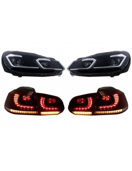 Fari a LED e fanali posteriori per VW Golf 6 VI (08-13) w/ Facelift G7.5 Look Silver Flowing Luci di svolta sequenziali LHD