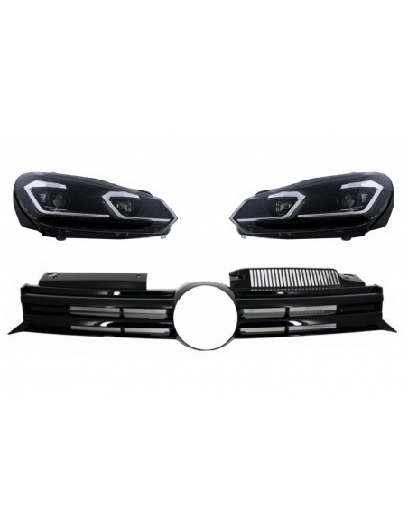 Griglia anteriore Cerntral griglia per VW Golf VI (08-13) w/ LED fari che scorre sequenziale Turning Lights R Design