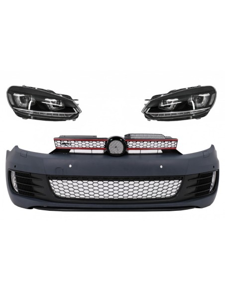Paraurti anteriore w/ fari LED DRL che scorre luce di svolta Chrome per VW Golf VI 6 (08-13) GTI U Design
