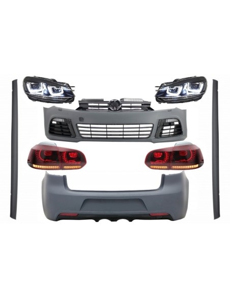 Kit completo per VW Golf VI 6 MK6 (08-13) R Design w/ Fari LED RHD e luci posteriori Dynamic Turning Light