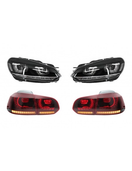 Fari RHD Chrome w/ Fanali posteriori Full LED per VW Golf 6 VI (08-13) LED Flowing Turning Light R U-Design
