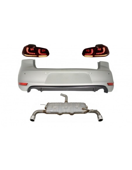 Paraurti posteriore per VW Golf 6 VI (08-12) w/ sistema di scarico e luci posteriori FULL LED Luce di svolta sequenziale