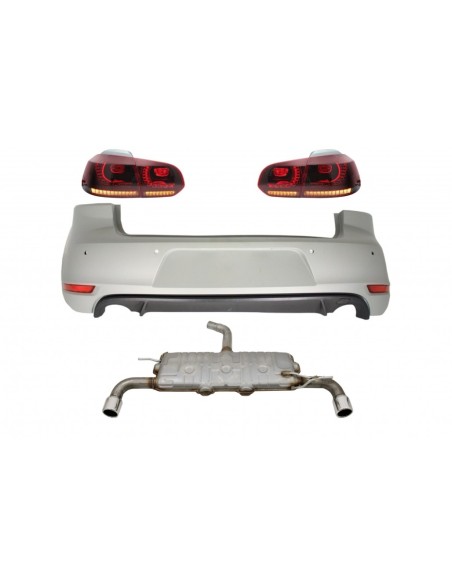 Paraurti posteriore per VW Golf 6 VI (08-12) w/ sistema di scarico e luci posteriori FULL LED Luce di svolta sequenziale