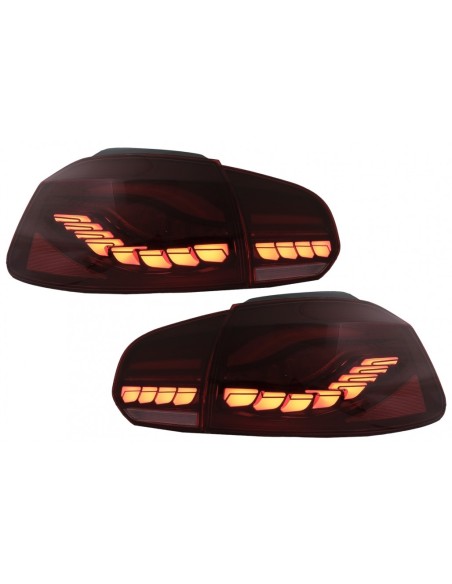 Fanali posteriori Full LED per VW Golf 6 VI (08-13) Fumo rosso w/ Luci di svolta dinamiche sequenziali