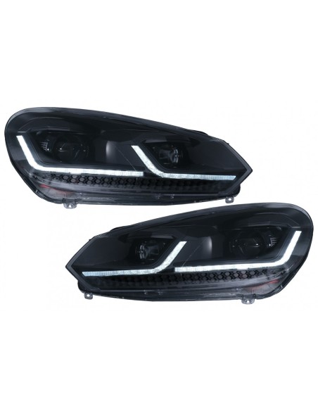 Fari a LED per VW Golf 6 (08-13) w/ Facelift G7.5 Look Black Flowing Luci di svolta sequenziali LHD