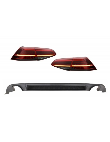 Paraurti posteriore Diffusore d'aria w/ LED Luci di svolta sequenziale Dark Cherry rosso per VW Golf 7.5 VII (17-Up) GTI Look