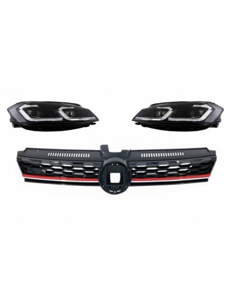Griglia centrale Badgeless per VW Golf 7.5 VII Facelift (17-up) w/ LED Fari Bi-Xenon Luci di svolta dinamiche sequenziali