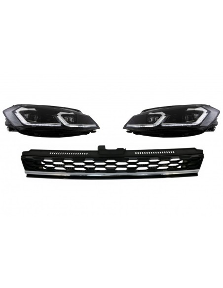 Centrale Badgeless Grille w/ LED Fari sequenziale Dynamic Turning Lights per VW Golf 7.5 Facelift (17-up) Chrome