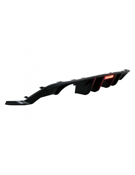 Paraurti posteriore diffusore d'aria per VW Golf 7.5 (17-19)Look Piano nero w/ LED riflettore rosso
