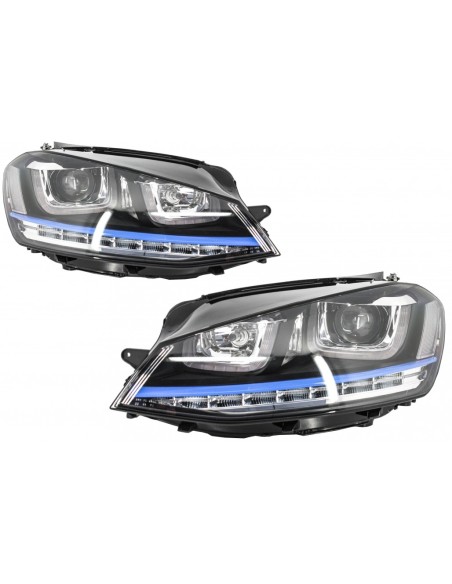 Fari 3D LED DRL per VW Golf 7 VII Blue GTE Look LED Turn Light