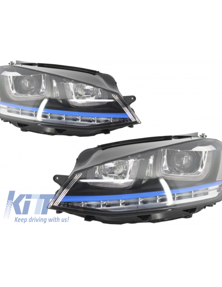 Fari di montaggio 3D LED Turn Light DRL w/ griglia per VW Golf 7 VII Blue GTE Look