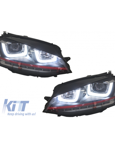 Fari di montaggio 3D LED Turn Light DRL w/ griglia per VW Golf 7 VII RED R GTI Look