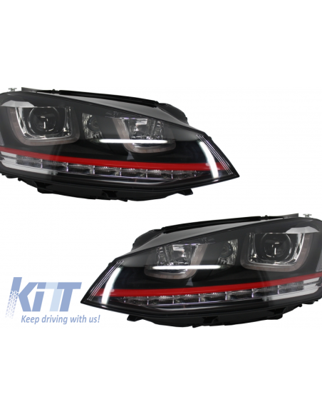 Fari di montaggio 3D LED Turn Light DRL w/ griglia per VW Golf 7 VII RED R GTI Look