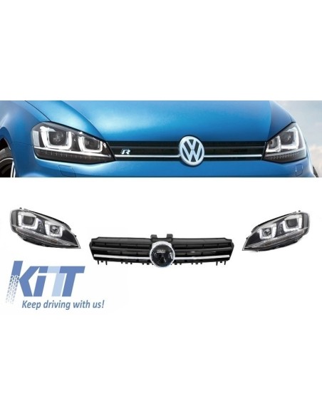 Fari di montaggio R-look 3D LED DRL w/ Griglia per VW Golf 7 VII Silver R-line Look