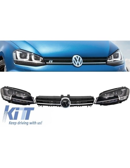 Fari di montaggio 3D LED Turn Light DRL + griglia per VW Golf 7 VII Silver R-line Look