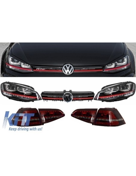 Fari di montaggio 3D LED Turn Light DRL luci posteriori e griglia per VW Golf 7 VII RED R GTI Look