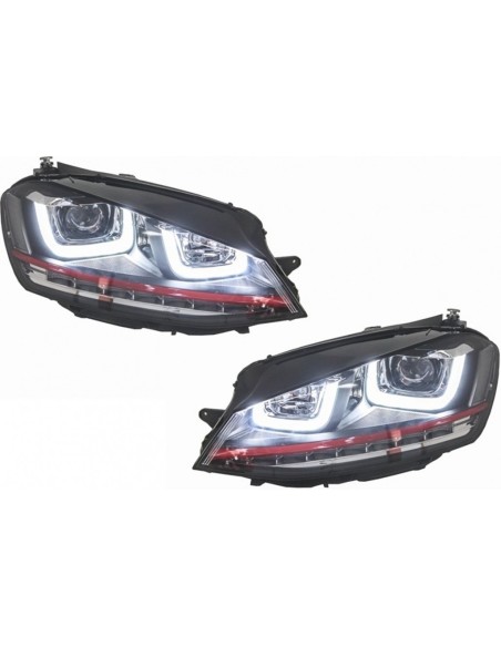 Fari 3D LED DRL per VW Golf 7 VII RED R GTI Look LED che scorre luci di svolta