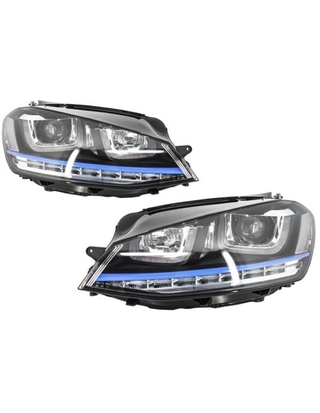 Fari 3D LED DRL per VW Golf 7 VII Blue GTE Look LED FLOWING Dynamic Luce di svolta sequenziale