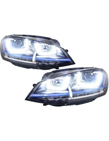 Fari 3D LED DRL per VW Golf 7 VII Blue GTE Look LED FLOWING Dynamic Luce di svolta sequenziale