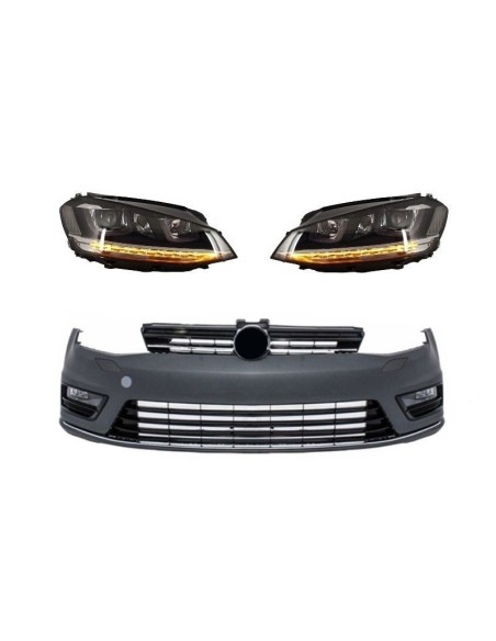 Paraurti anteriore per VW Golf VII 7 13-17 Rline Look w/ fari 3D LED DRL luci di svolta d'argento