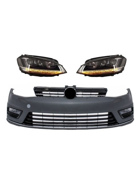 Paraurti anteriore per VW Golf VII 7 13-17 Rline Look w/ fari 3D LED DRL luci di svolta d'argento