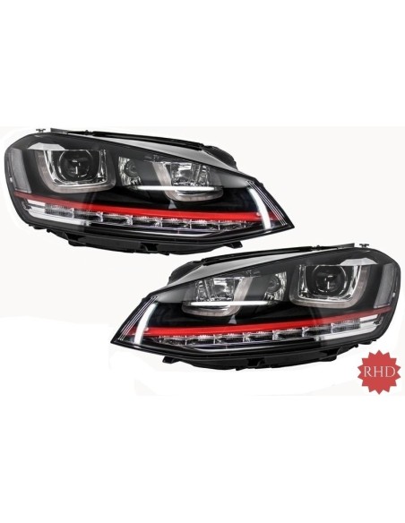 Fari RHD 3D LED DRL per VW Golf 7 VII RED R GTI Look LED che scorre luci di svolta sequenziali