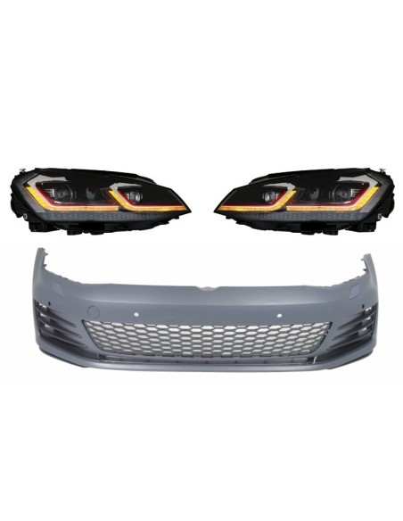 Paraurti anteriore per VW Golf VII 7 5G (13-17) w/ LED Fari G7.5 GTI Look w/ Luci di svolta dinamiche sequenziali