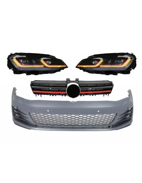 Paraurti anteriore per VW Golf VII 7 5G (13-17) w/ LED Fari G7.5 GTI Look w/ Luci di svolta dinamiche sequenziali