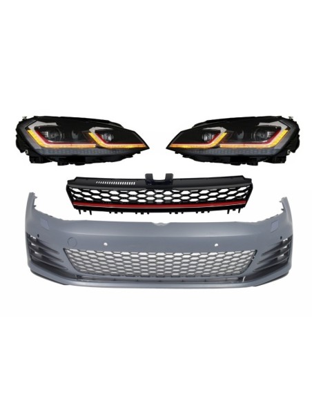 Paraurti anteriore per VW Golf VII 7 5G (13-17) w/ LED Fari G7.5 GTI Look w/ sequenziale dinamico luci di svolta RHD