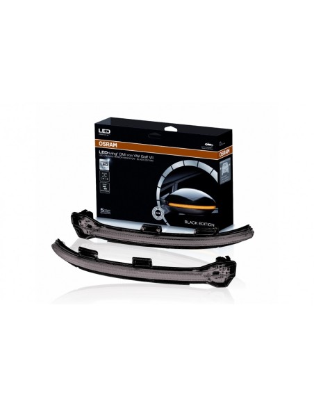 Osram Dynamic Full LED Mirror Indicatori LEDriving per VW Golf 7 & 7.5 (08-12-) VW Touran II (05-15-) Lamando (14 -19) Nero