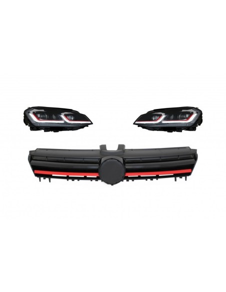 Fari LED sequenziale dinamico Turn Light w/ griglia per VW Golf 7 VII (13-17)Look rosso