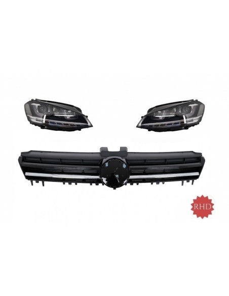 Fari RHD LED che scorre luci di svolta sequenziale w/ griglia centrale per VW Golf 7 VII R-Line Design Chrome