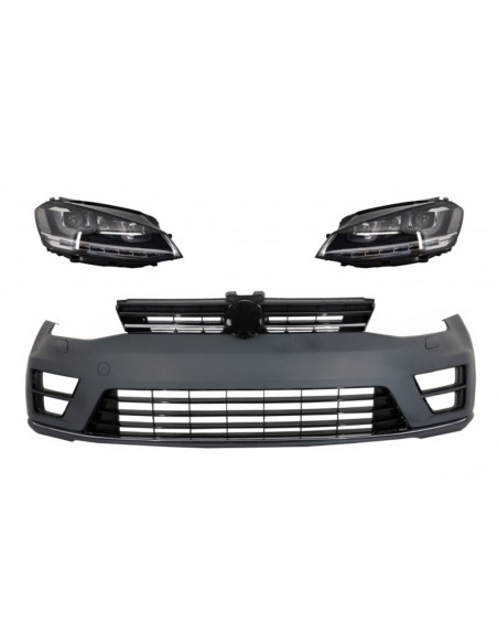 Paraurti anteriore w/ fari 3D DRL argento LED FLUENTE luci di svolta sequenziale per VW Golf VII 7 (13-17) R-Line Look