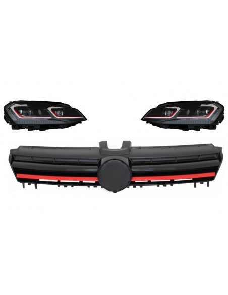 Fari LED Bi-xenon Look per VW Golf 7 VII Facelift G7.5 w/ Luci di svolta dinamiche sequenziali w/ Griglia centrale