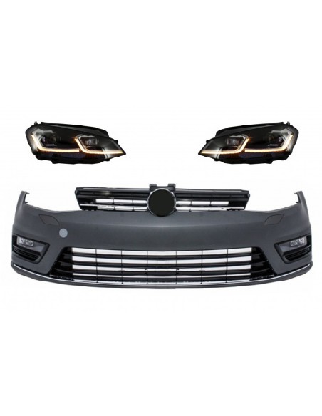 Paraurti anteriore e LED Fari Bi-Xenon Look w/ sequenziale dinamico di svolta luci per VW Golf VII 7 (13-17) R-Line Look