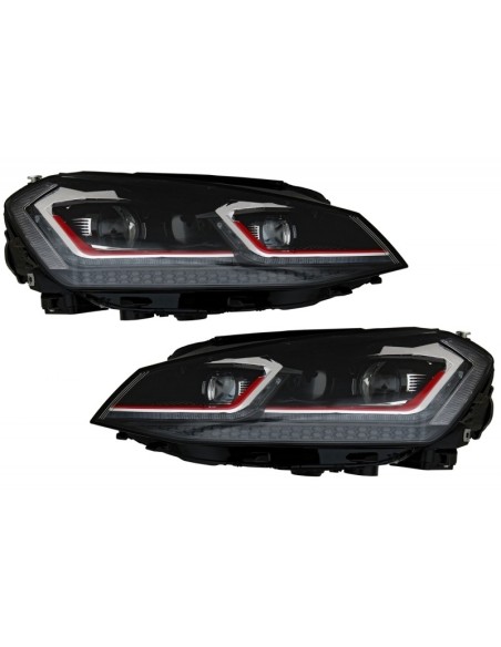 Paraurti anteriore w/ Griglia centrale e fari a LED Luci di svolta dinamiche sequenziali per VW Golf VII 7 5G (13-17) GTI Look