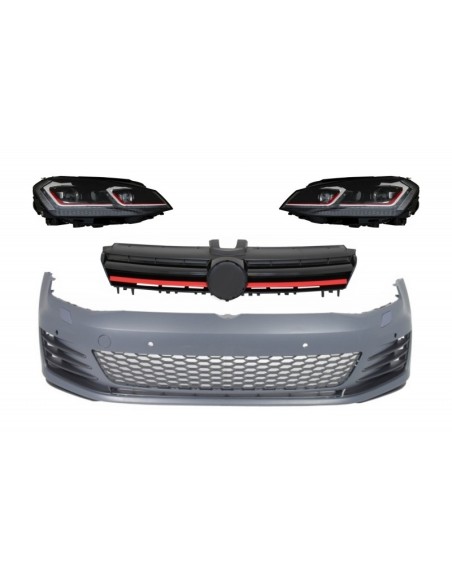 Paraurti anteriore w/ griglia centrale e fari a LED a destra Luci di svolta dinamiche sequenziali per VW Golf VII 7