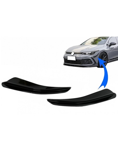 Paraurti anteriore alette laterali per VW Golf 8 Mk8 MQB GTI - R-Line (-Up) Piano Nero